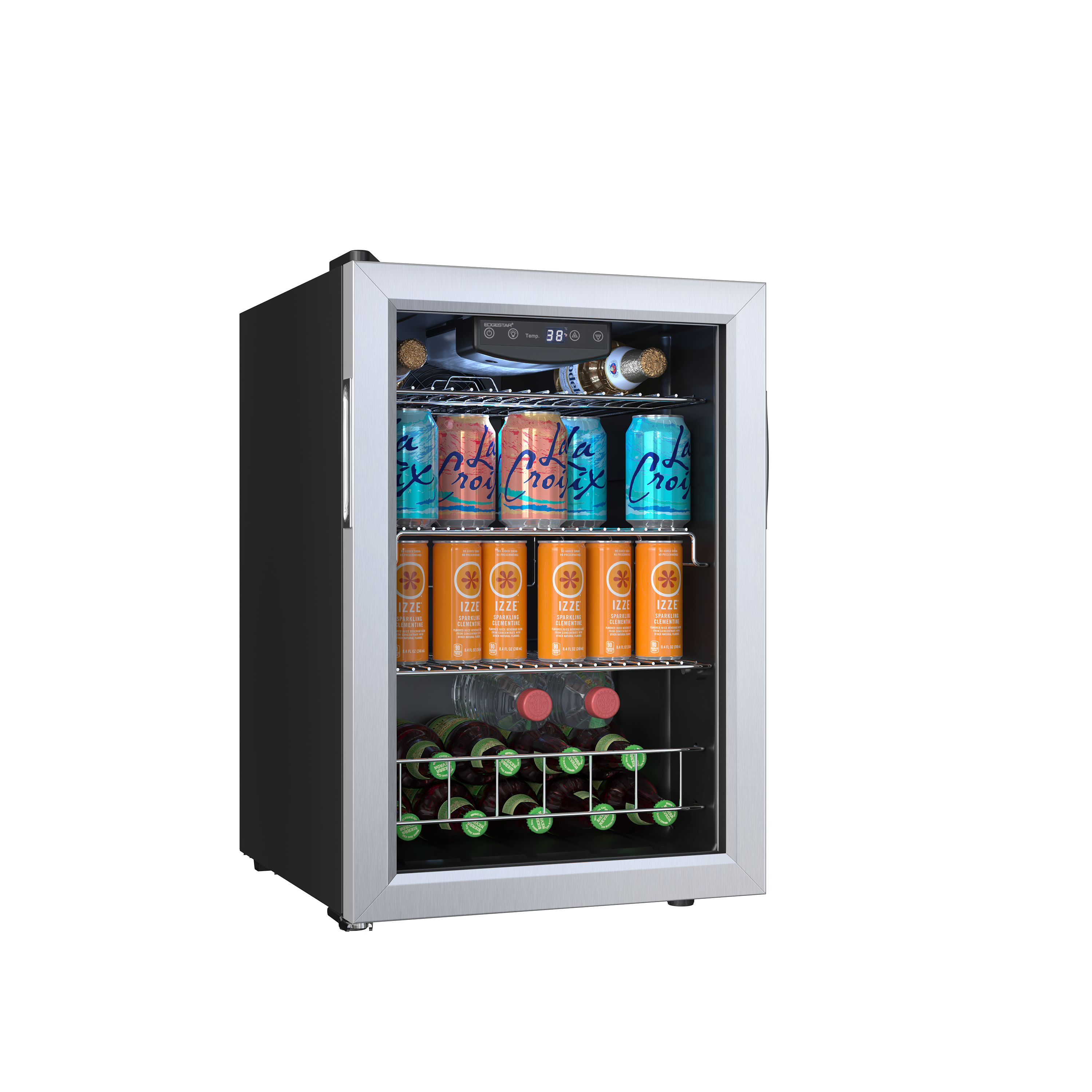 EdgeStar 17.00-in W 80 -Can Capacity Black Cabinet Stainless Steel Door Freestanding Indoor Beverage Refrigerator with Glass Door