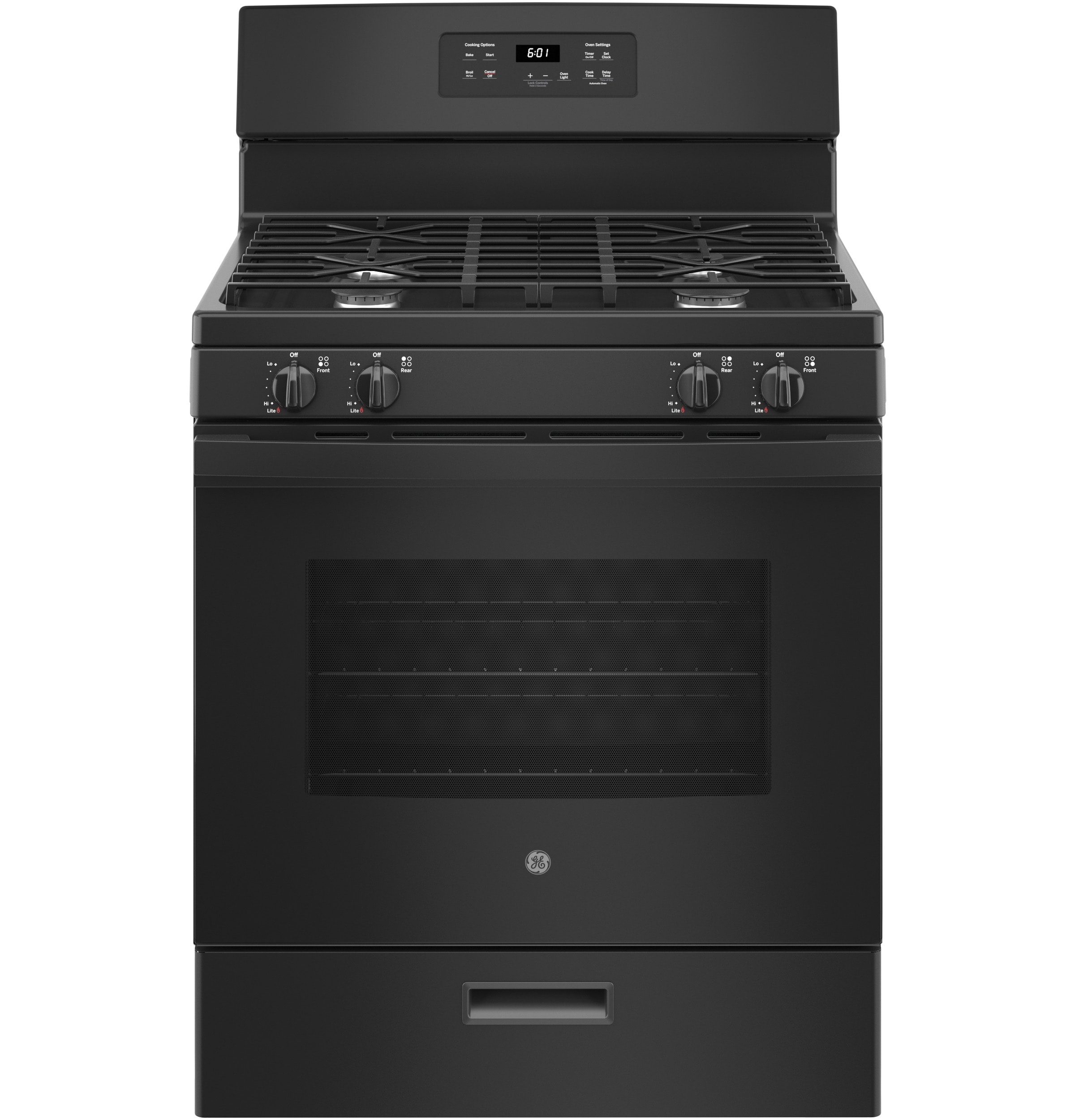GE 30-in 4 burners 4.8-cu ft Freestanding Natural Gas Range ( Black )