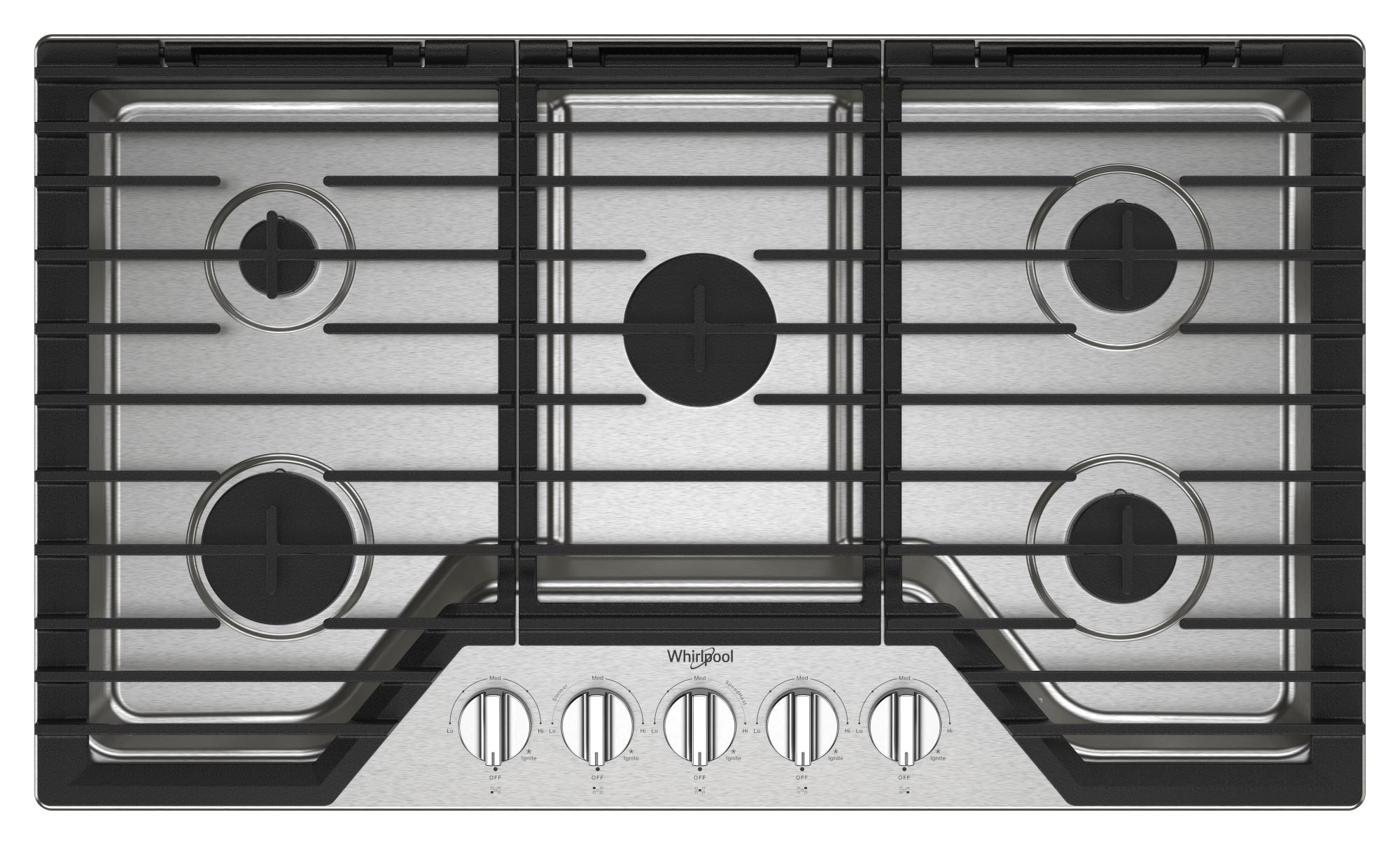 Whirlpool 36-in 5 burners Stainless steel Gas Cooktop