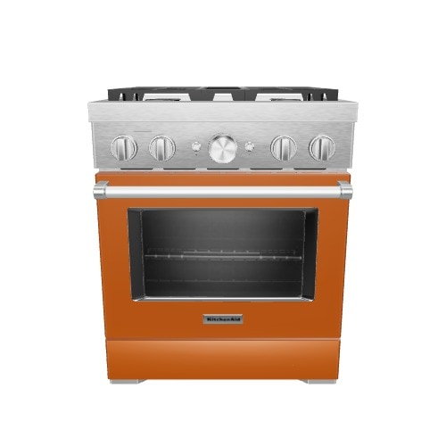 KitchenAid 30-in Deep recessed 4 burners Convection Oven Freestanding Dual Fuel Range ( Scorched Orange )
