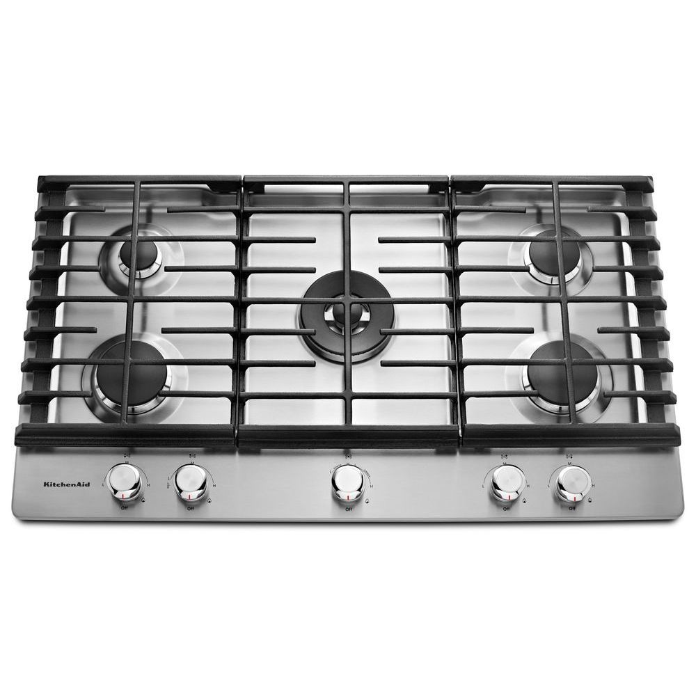 KitchenAid 36-in 5 burners Stainless steel Gas Cooktop