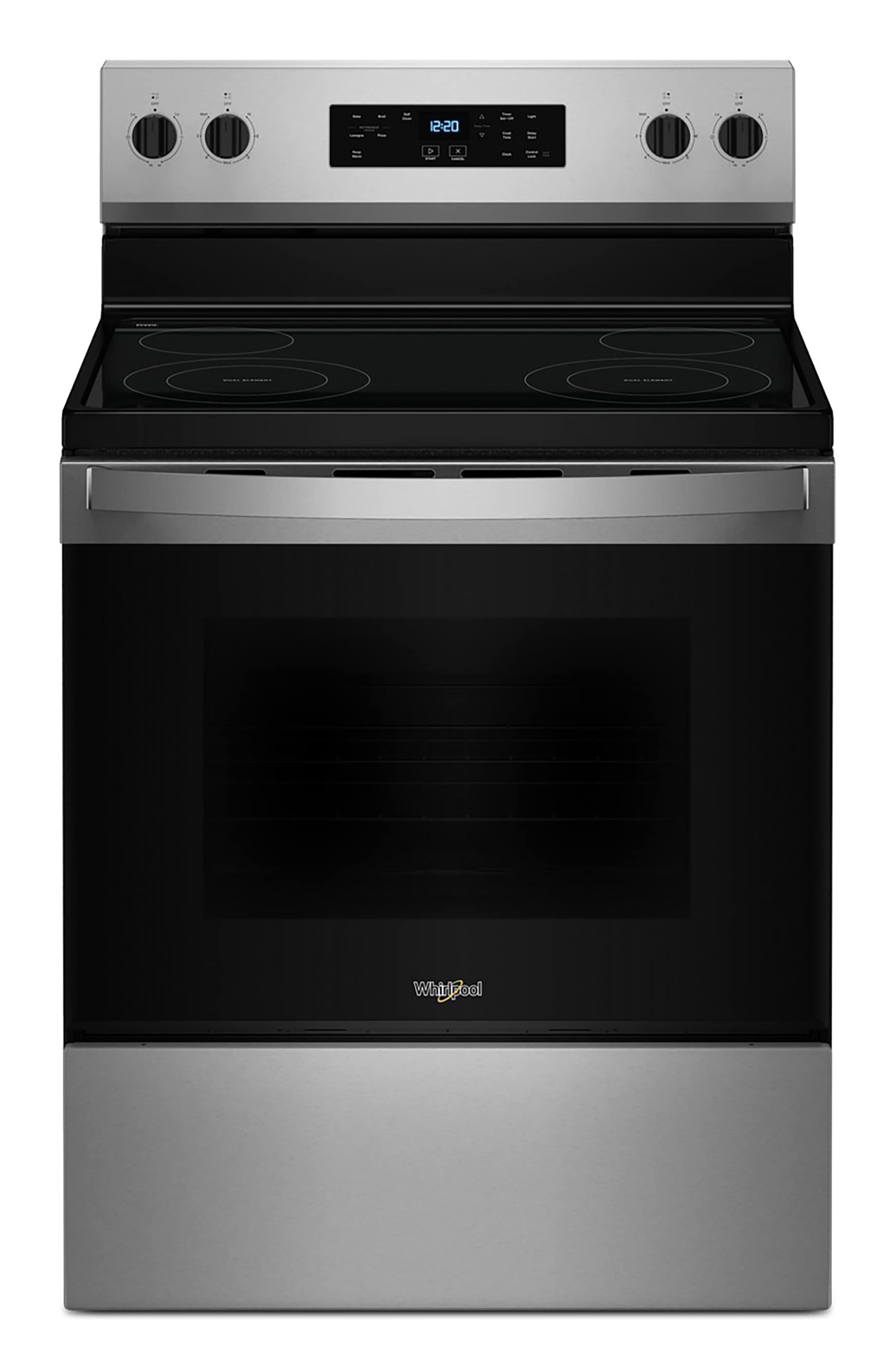 Whirlpool 30-in Glass Top 4 burners 5.3-cu ft Freestanding Electric Range Stainless Steel )