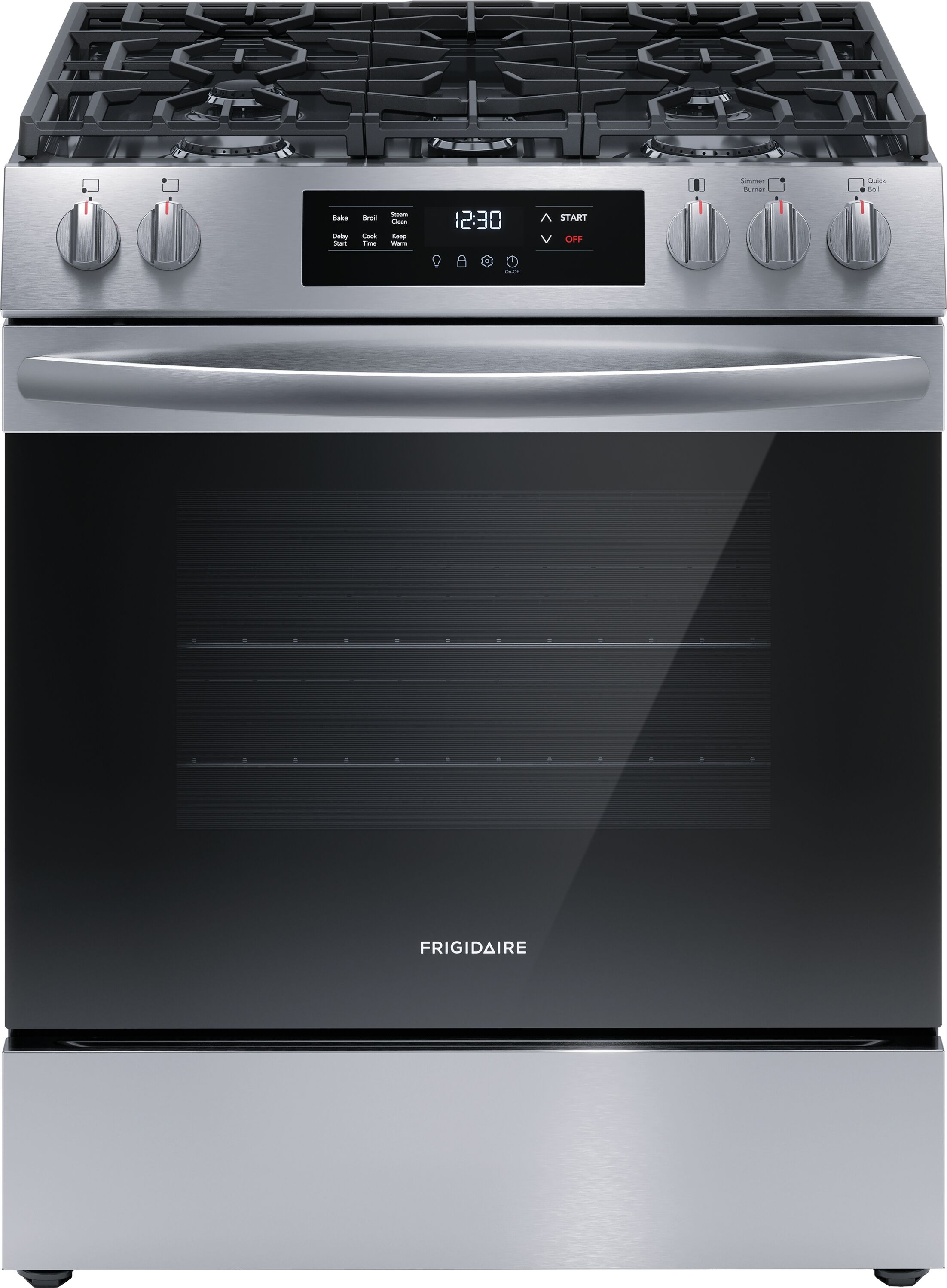 Frigidaire 30-in 5 burners 5.1-cu ft Slide-In Natural Gas Range ( Stainless steel )