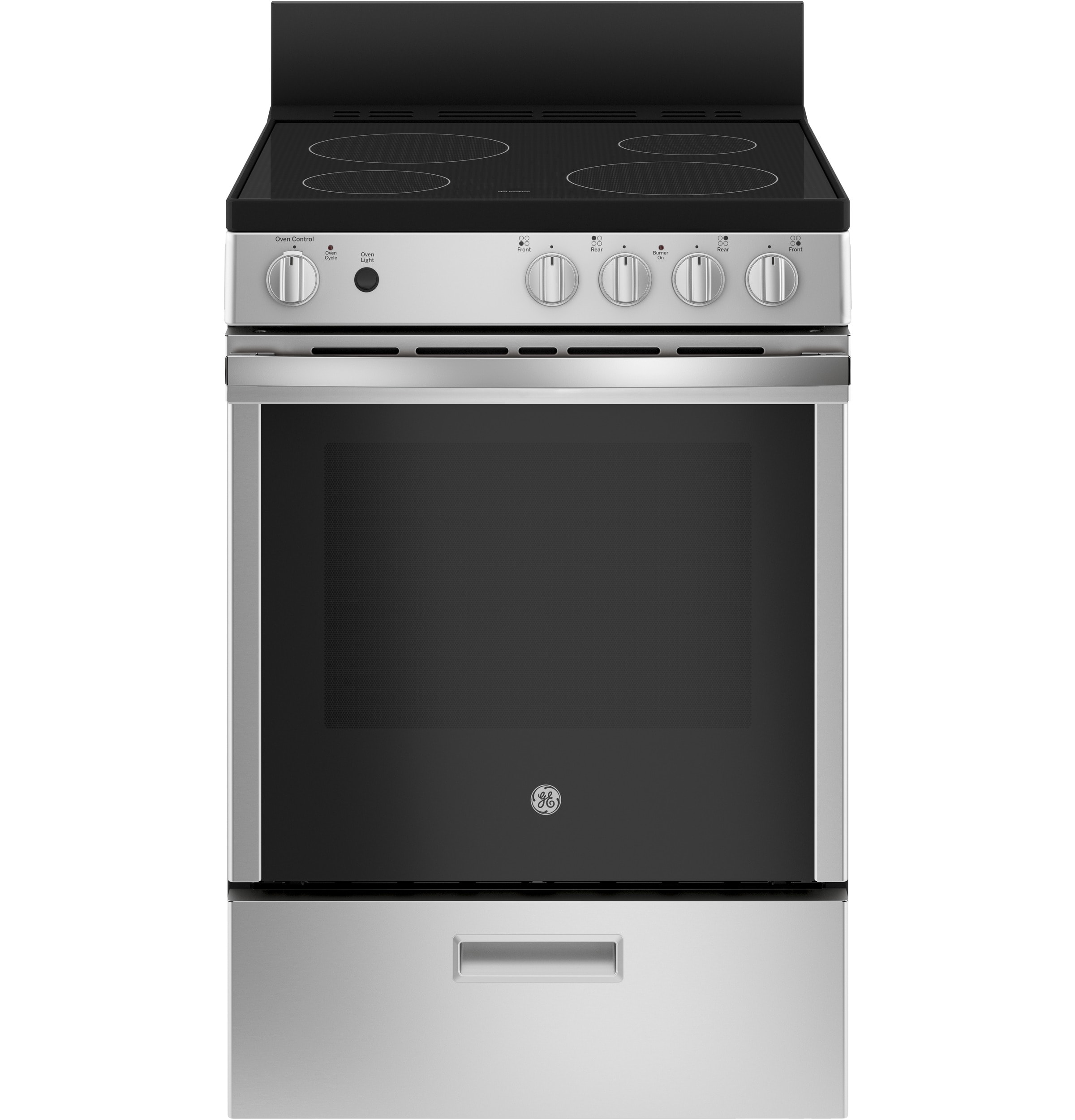GE 24-in Glass Top 4 burners 2.9-cu ft Freestanding Electric Range ( Stainless Steel )