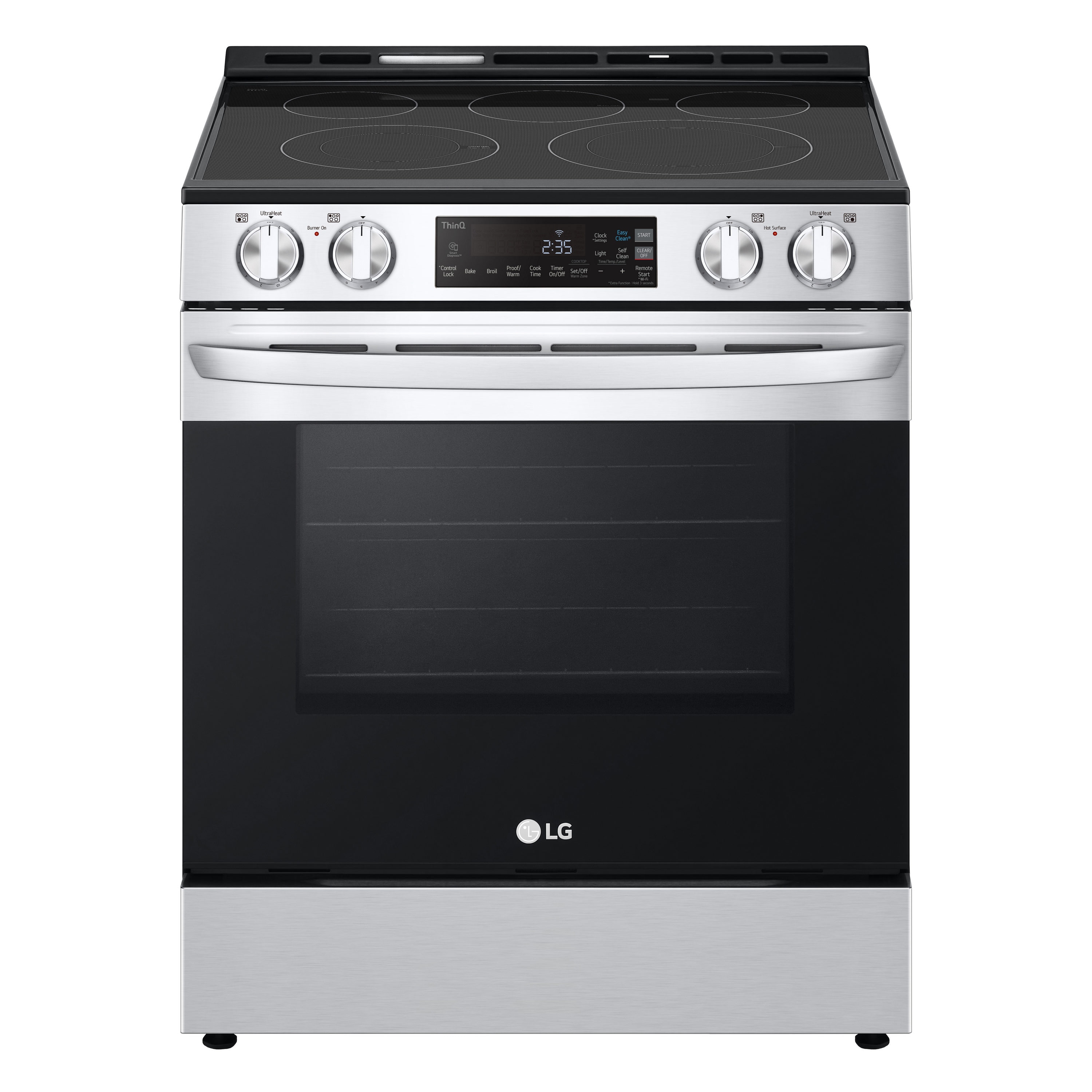 LG Easy Clean 30-in Glass Top 5 burners 6.3-cu ft Slide-In Electric Range ( PrintProof Stainless Steel )