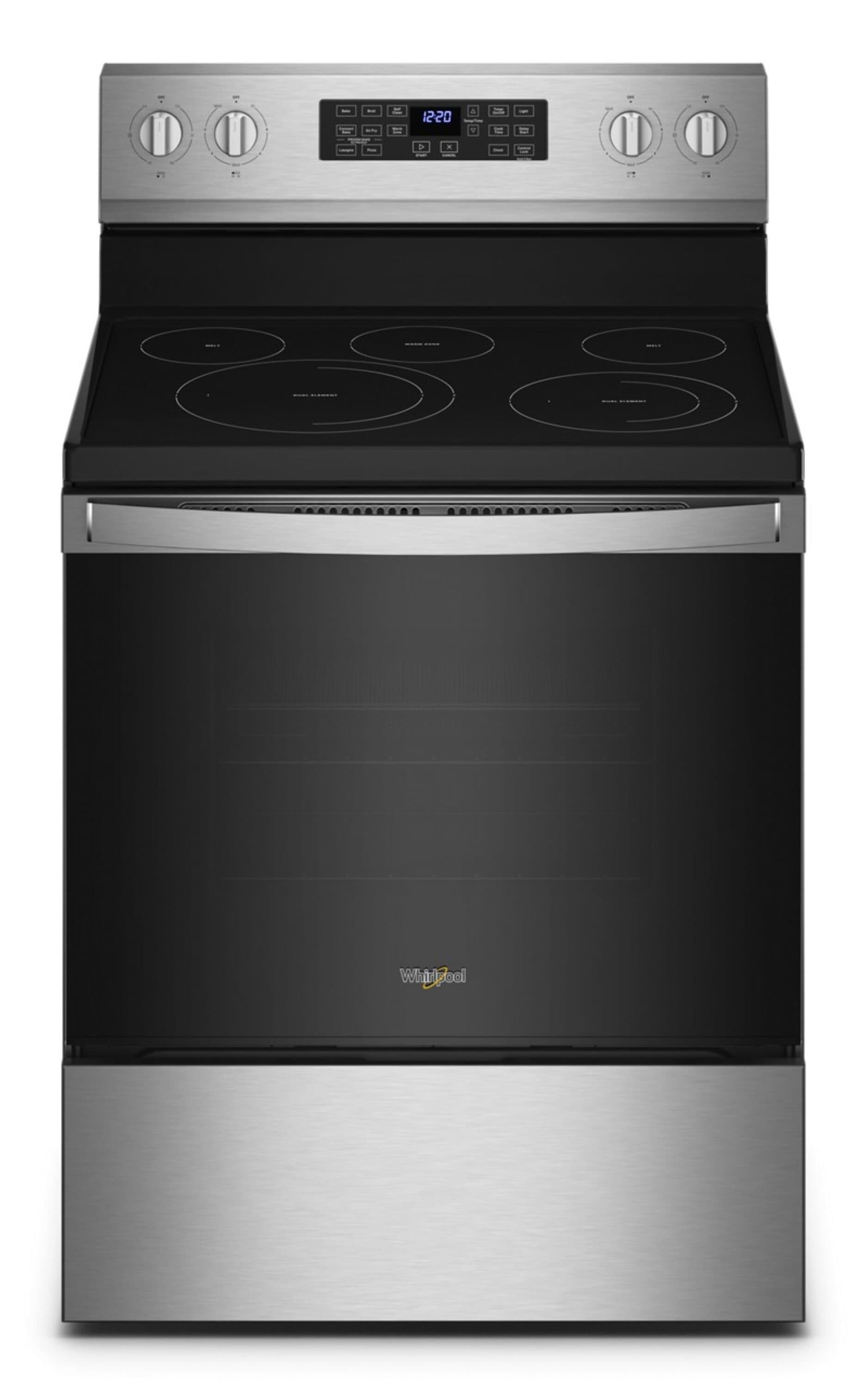 Whirlpool 30-in Glass Top 5 burners 5.3-cu ft Air Fry Convection Oven Freestanding Electric Range ( Fingerprint Resistant Stainless Steel )