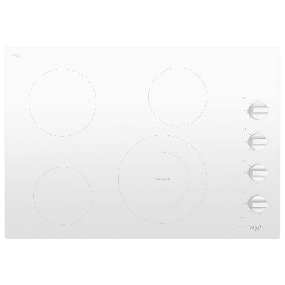 Whirlpool 30-in 4 burners Smooth Surface (Radiant) White Electric Cooktop