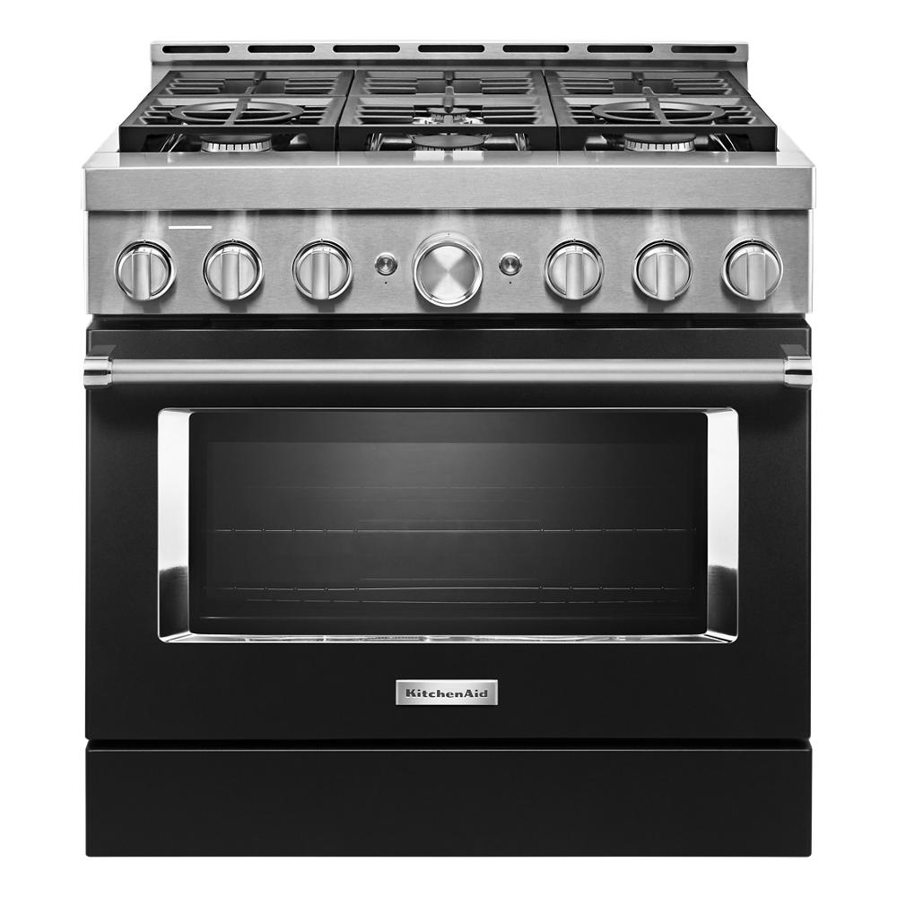 KitchenAid 36-in 6 burners 5.1-cu ft Convection Oven Freestanding Natural Gas Range ( Imperial Black )