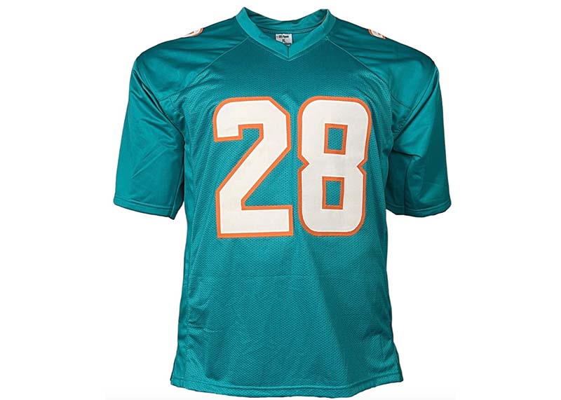 De��Von Achane Miami Signed Custom Teal Football Jersey Beckett