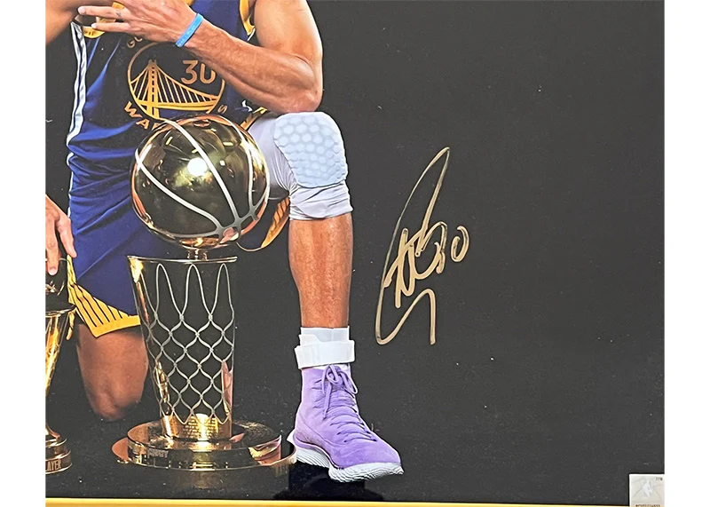 Stephen Curry Signed Golden State Warriors 28x28 Framed Photo Beckett