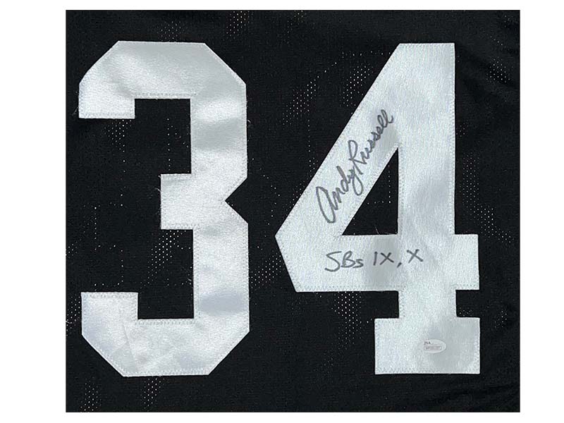 Andy Russell Autographed Pittsburgh Black Pro Style Football Jersey Inc SB IX X Beckett