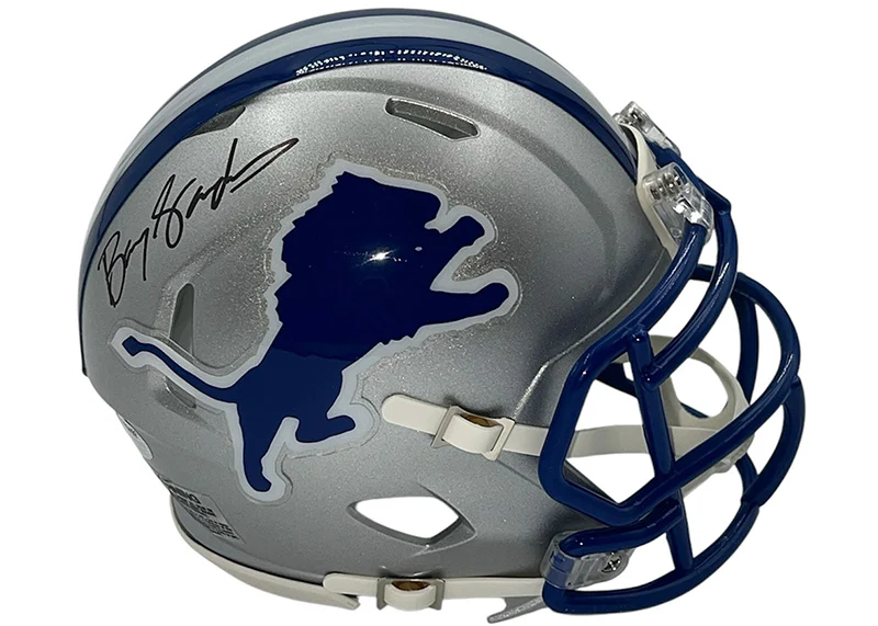 Barry Sanders Signed Detroit Lions Speed Mini 83-02 Throwback Helmet JSA