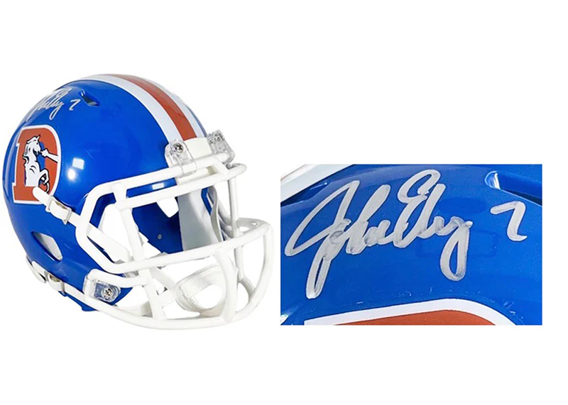 John Elway Signed Denver Broncos Throwback 75-96 Speed Mini Helmet Beckett