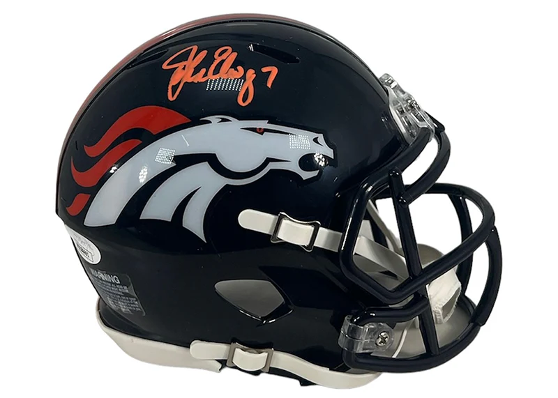 John Elway Signed Denver Broncos Speed Mini Helmet JSA