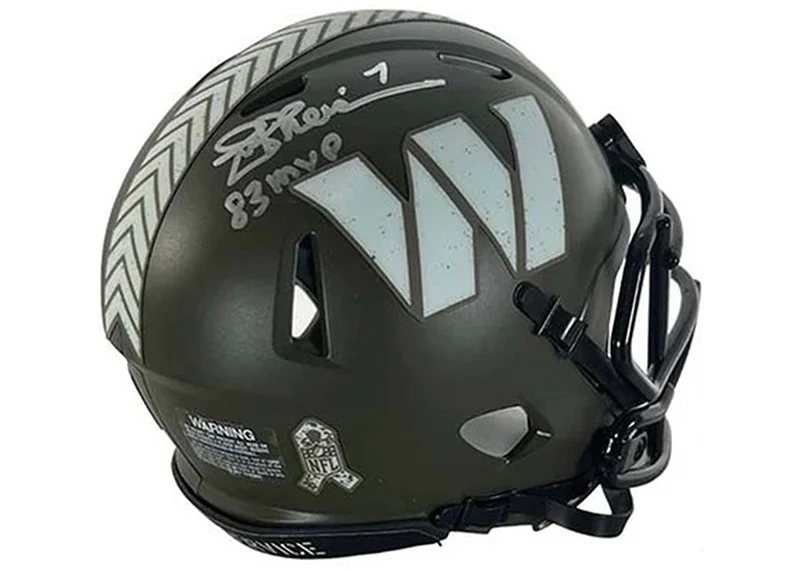 Joe Theismann Signed Washington Redskins Salute To Service Mini Helmet (JSA) MVP Insc