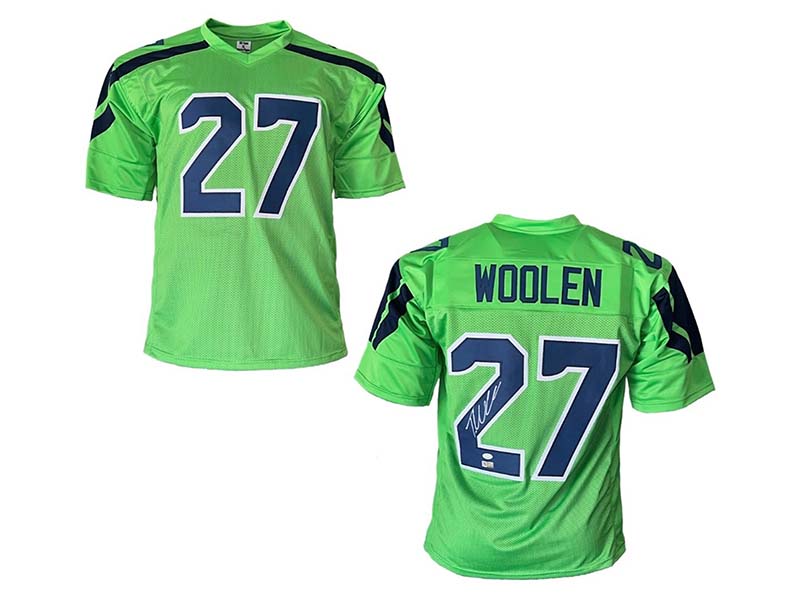 Tariq Woolen Autographed Seattle Pro Style Neon Football Jersey JSA