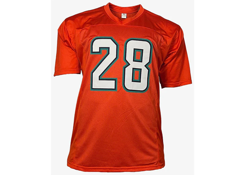 De��Von Achane Signed Miami Custom Orange Football Jersey Beckett