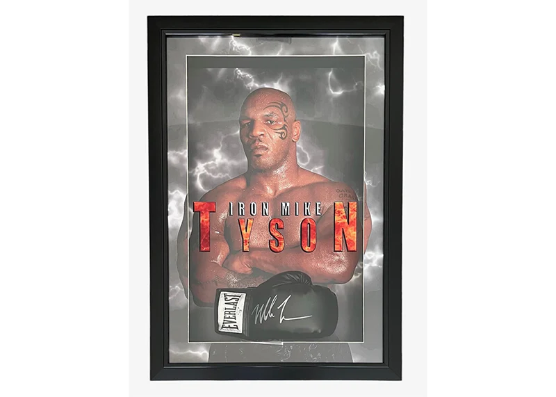 Mike Tyson Signed 3D Framed Everlast Boxing Glove With 3D With LED Lights 33x23 JSA