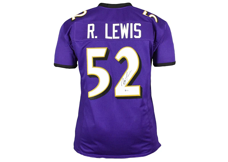 Ray Lewis Autographed Baltimore Custom Purple Football Jersey Beckett