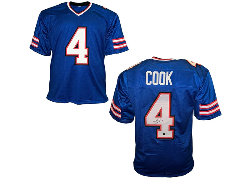 James Cook Signed Buffalo Custom Blue Football Jersey Beckett