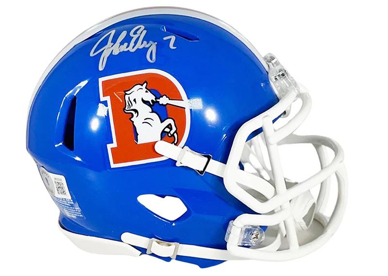 John Elway Signed Denver Broncos Throwback 75-96 Speed Mini Helmet Beckett