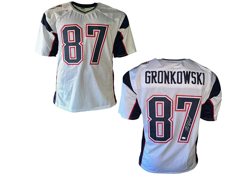 Rob Gronkowski Signed New England White Custom Football Jersey JSA