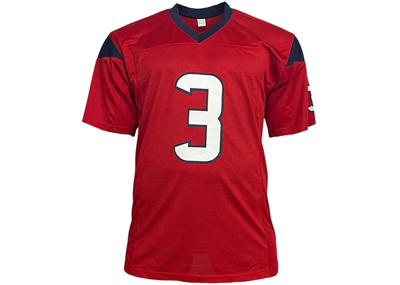 Tank Dell Signed Houston Custom Red Football Jersey JSA