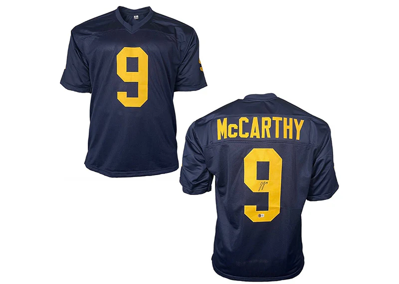 JJ McCarthy Signed Michigan Blue Custom College Football Jersey Beckett