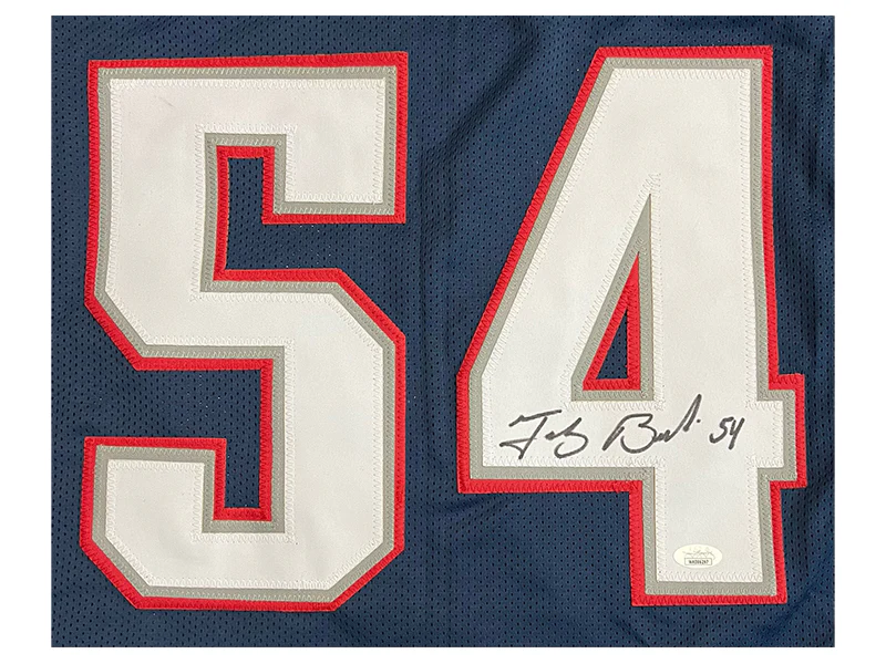 Tedy Bruschi Autographed New England Pro Style Blue Football Jersey (JSA)