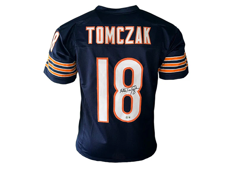 Mike Tomczak Signed Chicago Custom Blue Football Jersey?Beckett