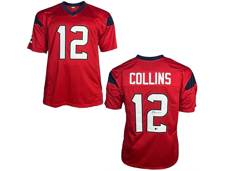 Nico Collins Signed Houston Custom Red Football Jersey JSA