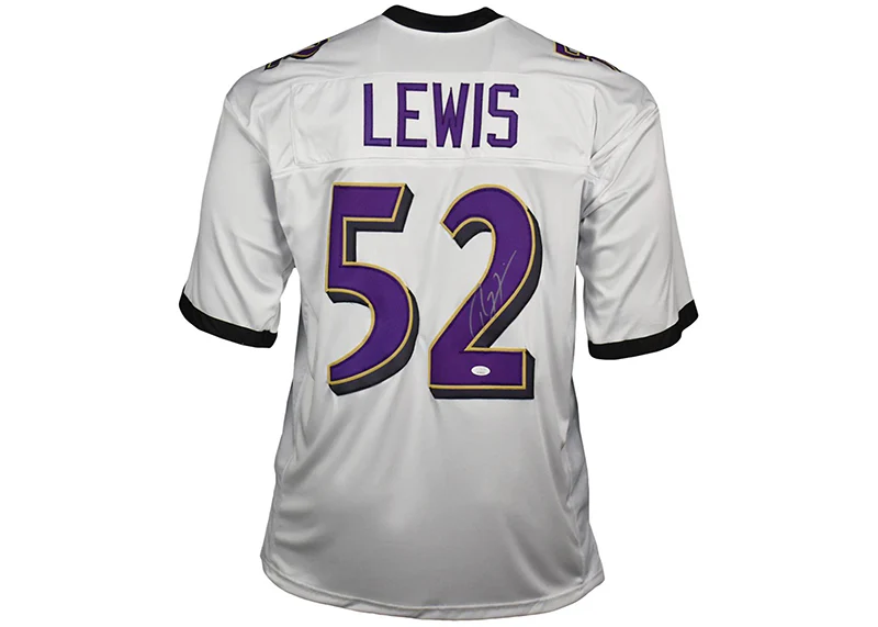 Ray Lewis Autographed Baltimore Custom White Football Jersey Beckett