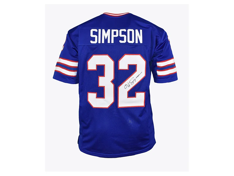 OJ Simpson Autograhed Buffalo Pro-Style Blue Football Jersey (JSA)