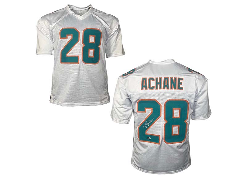 De��Von Achane Signed Miami Custom White Football Jersey Beckett
