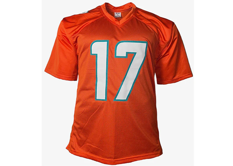 Jaylen Waddle Signed Miami Custom Orange Football Jersey (JSA)