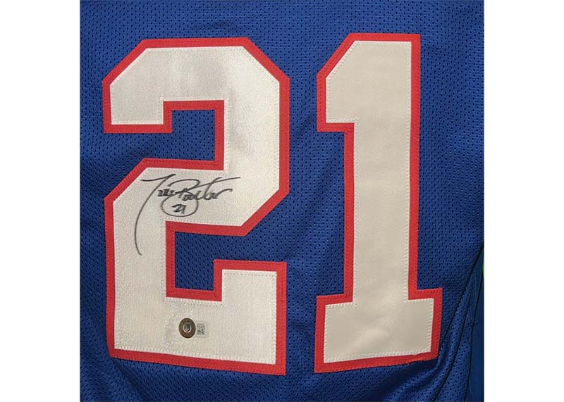 Tiki Barber Signed New York Custom Blue Football Jersey Beckett