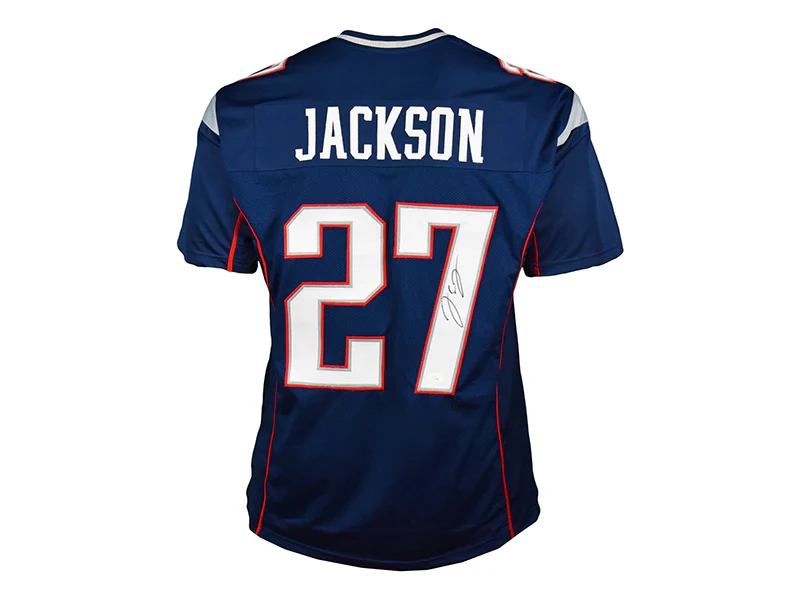 JC Jackson Autographed New England Blue Pro Style Football Jersey (JSA)