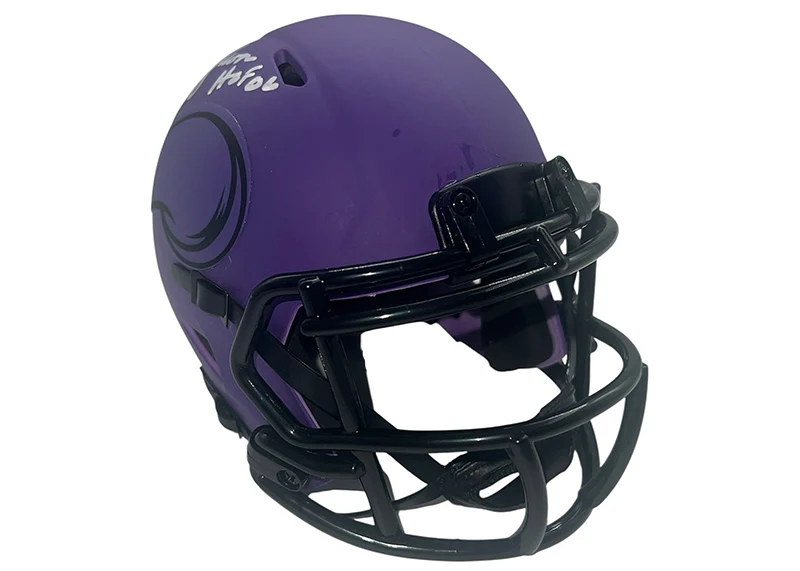 Warren Moon Signed Minnesota Vikings Rave Mini Helmet JSA HOF Inscription