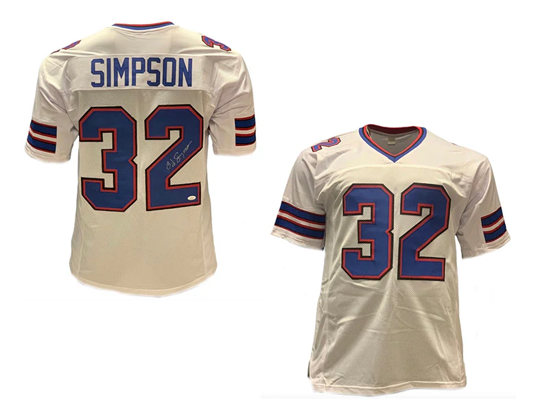 OJ Simpson Autograhed Buffalo Pro-Style White Football Jersey (JSA)