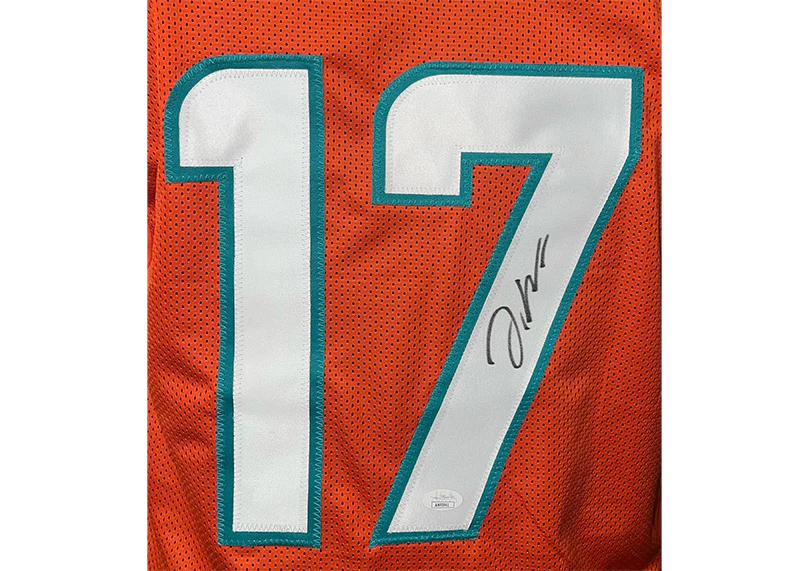 Jaylen Waddle Signed Miami Custom Orange Football Jersey (JSA)