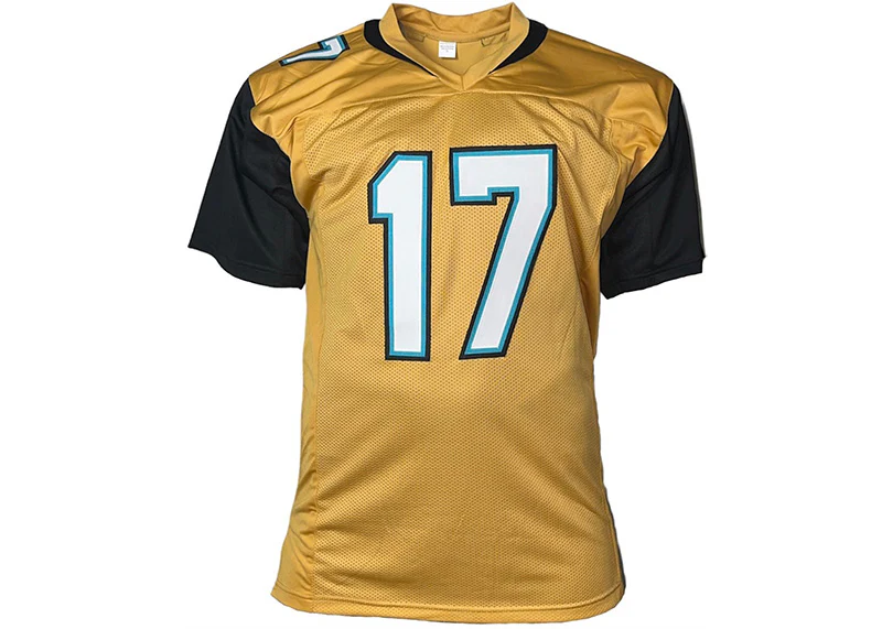 Evan Engram Signed Jacksonville Custom Gold Football Jersey Beckett