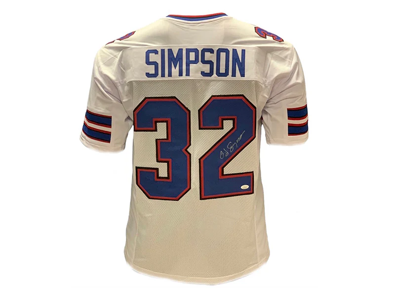 OJ Simpson Autograhed Buffalo Pro-Style White Football Jersey (JSA)