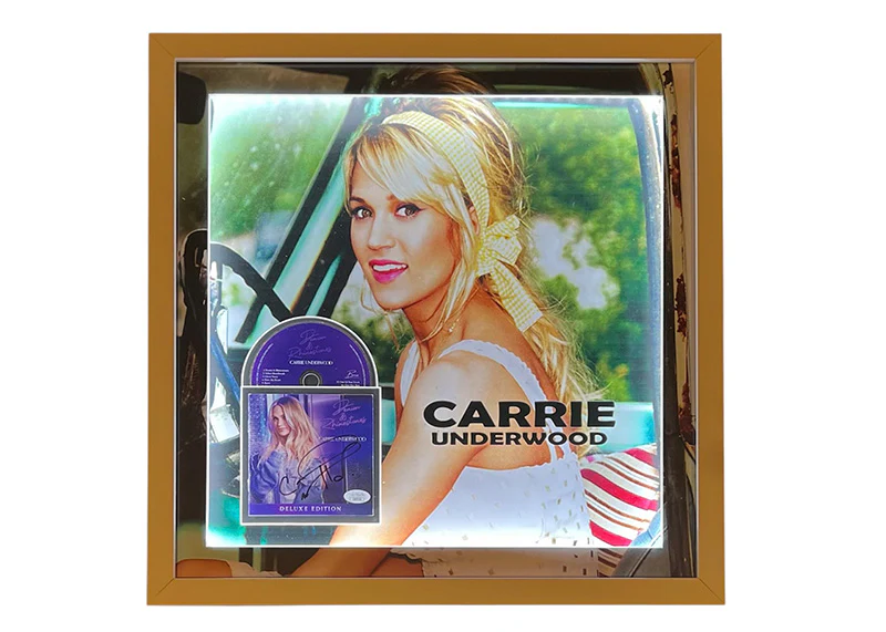 Carrie Underwood Signed 21x21 3D Light Up Framed Denim & Rhinestones?CD JSA