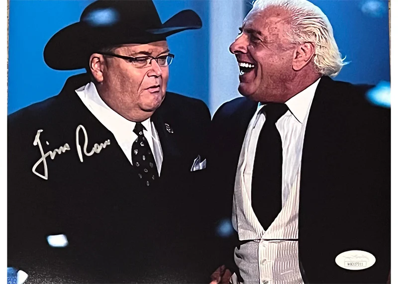 Jim Ross Signed 8x10 WWE Photo With Ric Flair JSA