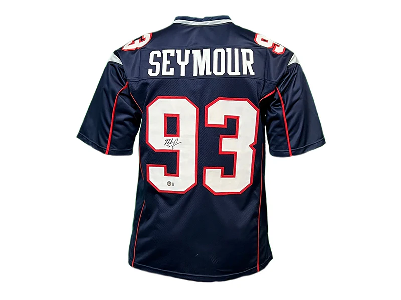 Richard Seymour Autographed New England Pro Style Navy Blue Football Jersey ( Beckett )