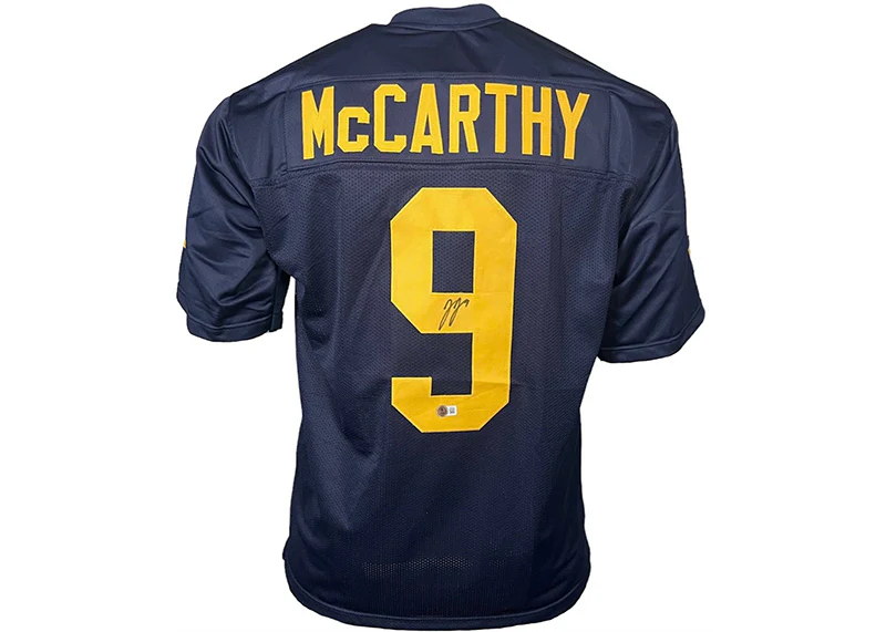 JJ McCarthy Signed Michigan Blue Custom College Football Jersey Beckett