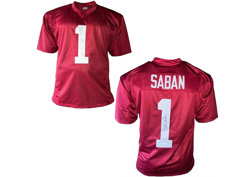 Nick Saban Signed Alabama Custom Red College Football Jersey JSA