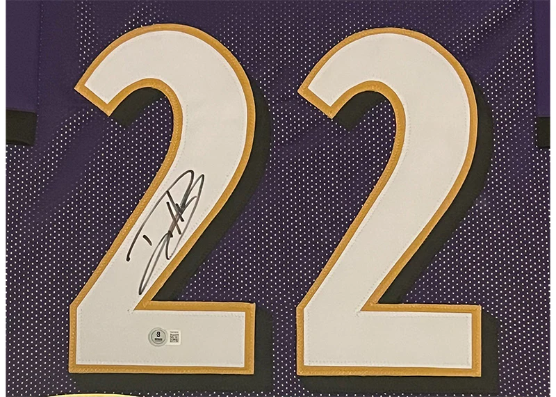 Derrick Henry Signed Baltimore Ravens Framed 35x43 Jersey Beckett