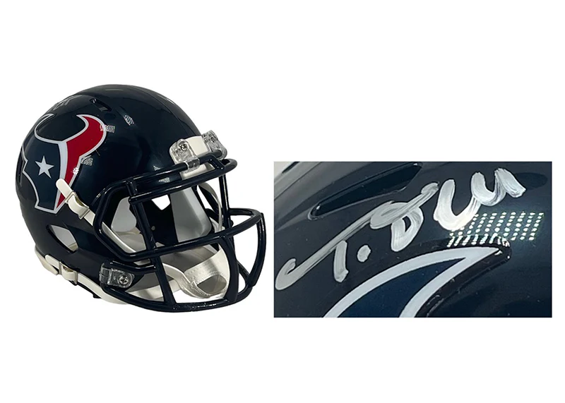 Nathaniel Tank Dell Signed Houston Texans Speed Mini Football Helmet JSA