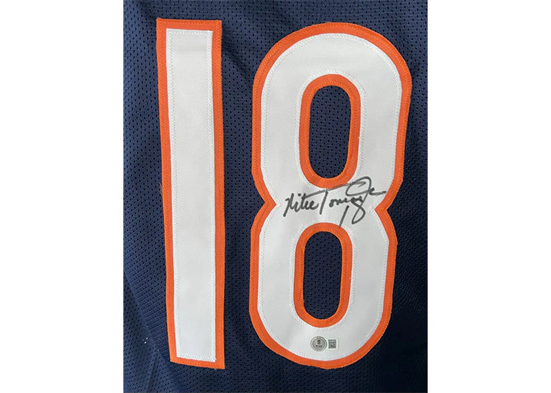 Mike Tomczak Signed Chicago Custom Blue Football Jersey?Beckett